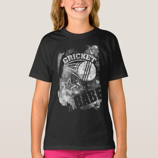 T-shirt Cricket Baby, Grunge Noir Cricket (Devant)