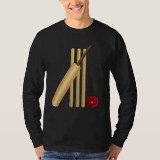 T-shirt Cricket Bat Ball and Wicket