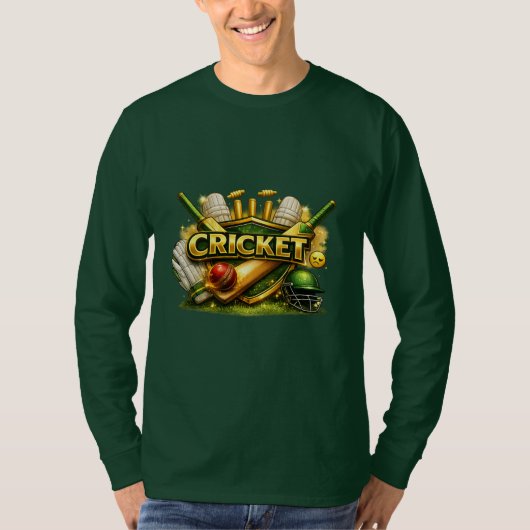 T-shirt Cricket Gold Emblem Sport Inspired Long Sleeve T-S (Devant)