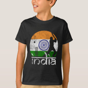 T-shirt Cricket Inde Drapeau Indien Joueur de cricket Homm