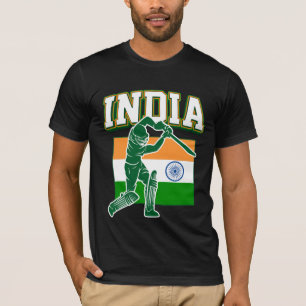 T-shirt Cricket Indien Cadeau avec Drapeau Indien