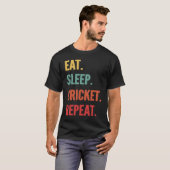 T-shirt Cricket Manger Sleep Cricket Répéter (Devant entier)