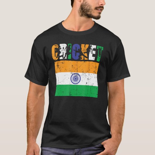 T-shirt Cricket Player Indian Flag For Youth Boys Kids (Devant)