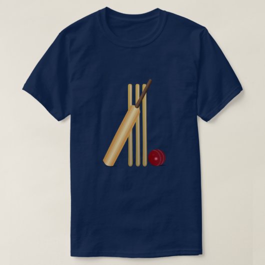 T-shirt Cricket - Wicket, chauve-souris et balle (Design devant)