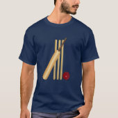 T-shirt Cricket - Wicket, chauve-souris et balle (Devant)