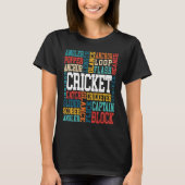 T-shirt Cricketer Word Cloud Cricketer Bat and Ball Player (Devant)
