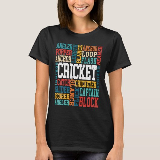 T-shirt Cricketer Word Cloud Cricketer Bat and Ball Player (Devant)