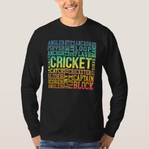 T-shirt Cricketer Word Cloud Cricketer Bat and Ball Player