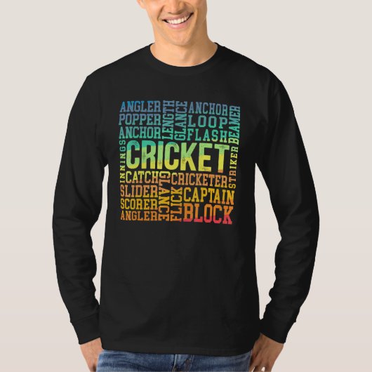 T-shirt Cricketer Word Cloud Cricketer Bat and Ball Player (Devant)