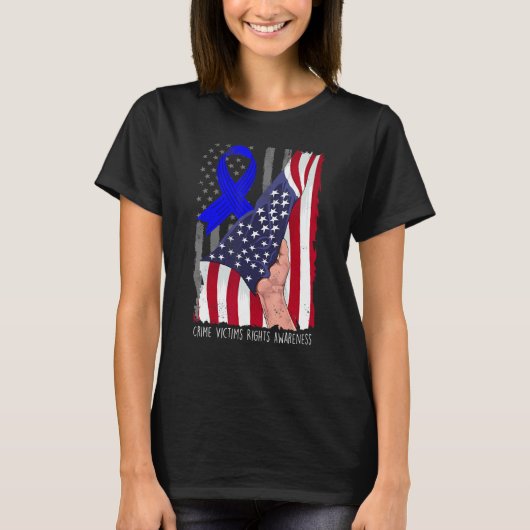 T-shirt Crime Victims Rights Awareness American Flag Blue  (Devant)