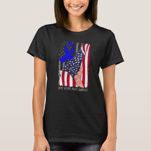 T-shirt Crime Victims Rights Awareness American Flag Blue  (Devant)