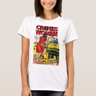T-shirt Crimes Par Women_Bonnie Parker Vintage Comics Blan
