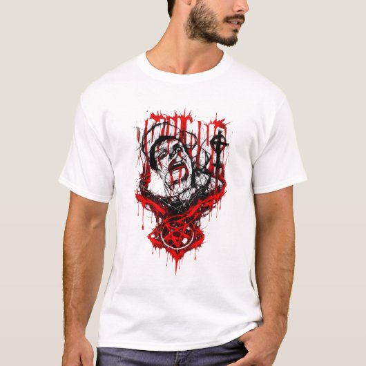 T-shirt Crimson Martyr – Gothic Horror Metal Design (Devant)