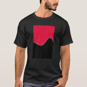 T-SHIRT CRIMSON MOTIF DE DEUX VAGUES ET NOIR GÉOMÉTRIQUE