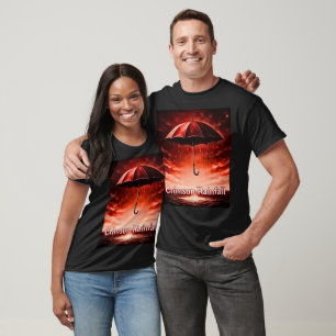 T-shirt Crimson Rainfall - Red Umbrella Art Tee Unique
