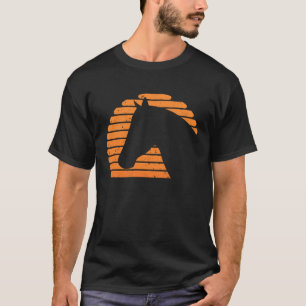 T-shirt Crinière de cheval au coucher du soleil, silhouett