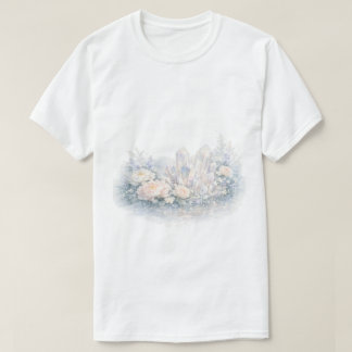 T-shirt Cristaux de Quartz Aquarelle Pivoines Florales Pas