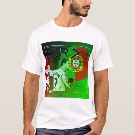 T-shirt Cristiano Ronaldo détenait une fleur (Devant)