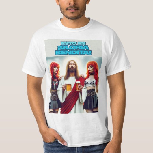 T-shirt Cristo disfrutando con amigas metaleras (Devant)
