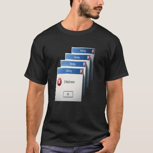T-shirt Critical Error — Retro Windows Warning Boxes Graph (Devant)