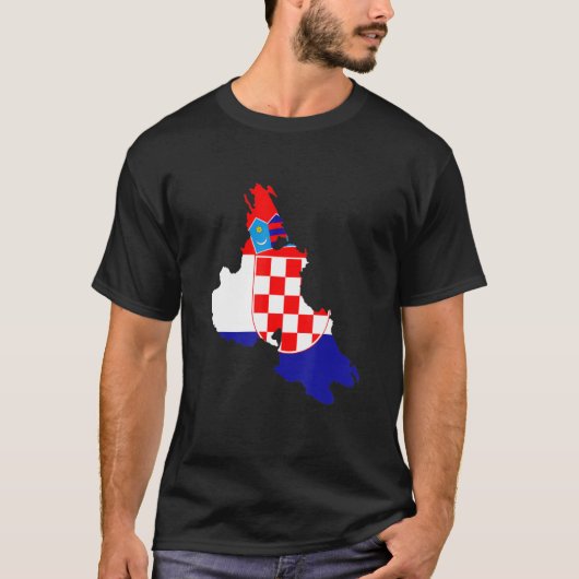 T-shirt Croatia flag in Krk outline Krk (Devant)