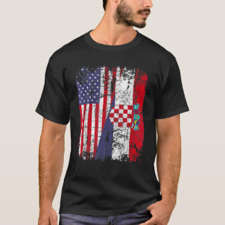T-shirt CROATIAN ROOTS Half American Flag CROATIA