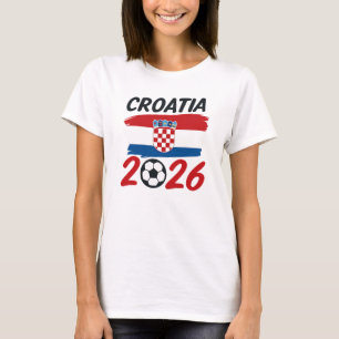 T-shirt Croatie 2026 Design de Fan de Football Drapeau Cou