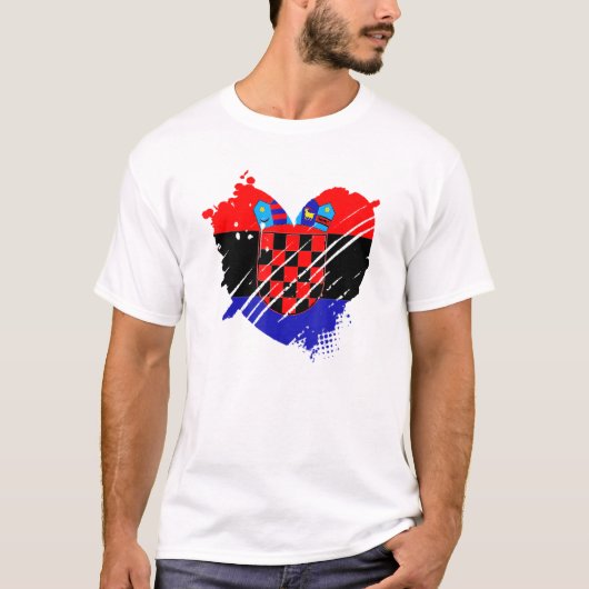 T-shirt Croatie Drapeau J'Aime Croatie C'Est Dans Mon Adn (Devant)