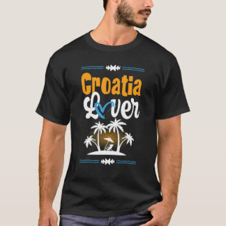 T-shirt Croatie Love Vacance Coeur Hrvatska Citation d'été