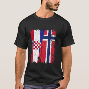 T-shirt Croatie Norvège Semi-drapeau Croate Norvégien Ance