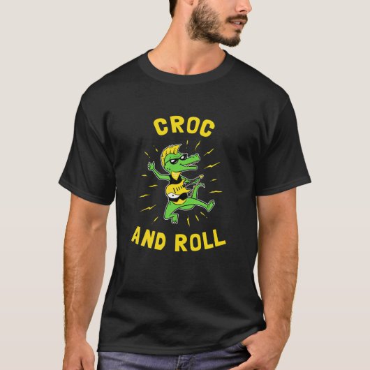 T-shirt Croc Et Roll Funny Crocodile Rock et Roll T Shir (Devant)