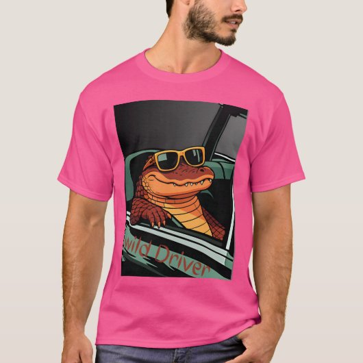 T-shirt Croc in Car Wild Driver girl (Devant)