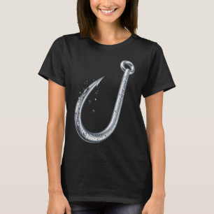 T-shirt Crochet de pêche métallique avec gouttelettes d'ea
