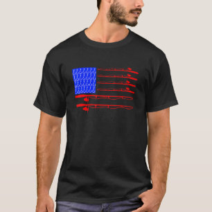 T-shirt Crochet Pêche Patriotique 4 Juillet Poisson Drapea