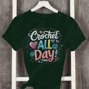 T-shirt Crochet toute la journée Fer amour coeur