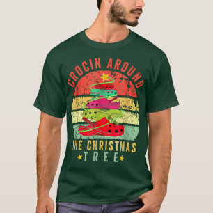 T-shirt Crocine Autour De L'Arbre De Noël Pjs Noël Noël No