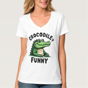 T-shirt crocodile à l'oeil cassé - crocodile drôle