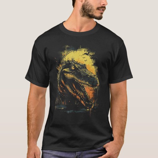 T-shirt Crocodile Animal Retro Style Graphic Tees for Men  (Devant)