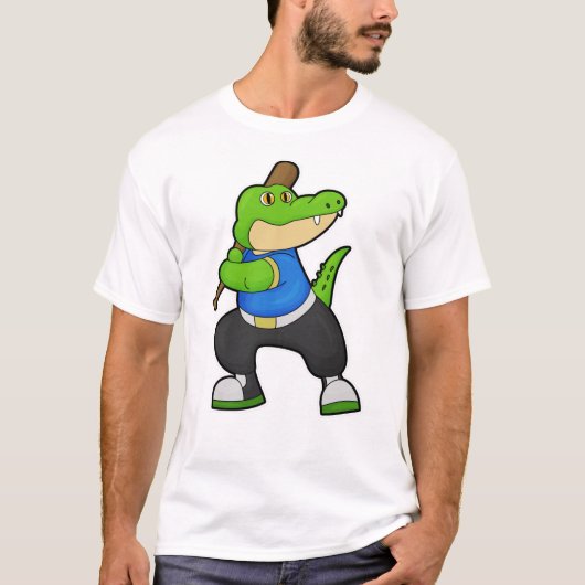 T-shirt Crocodile au baseball avec batte de baseball (Devant)