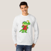 T-shirt Crocodile au hockey sur gazon avec bâton de hockey (Devant entier)