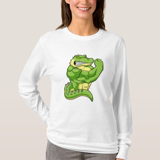 T-shirt Crocodile comme Bodybuilder avec de grands Muscles (Devant)