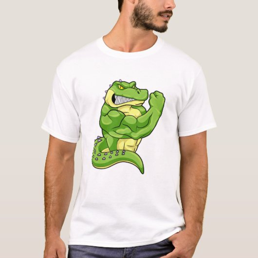T-shirt Crocodile comme Bodybuilder avec de grands Muscles (Devant)