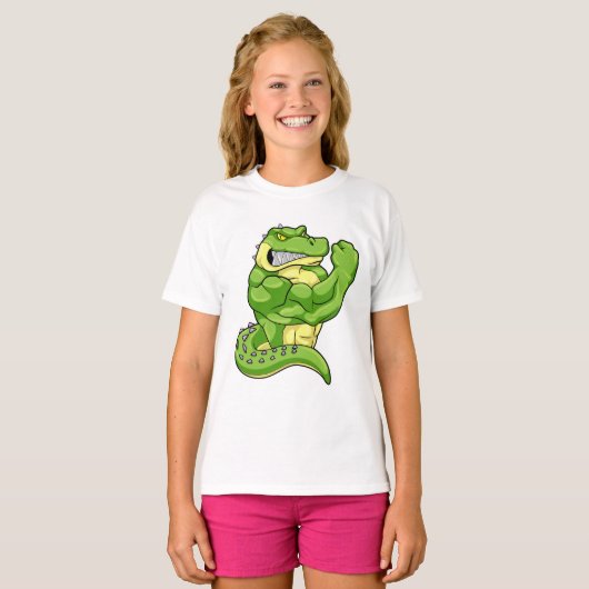 T-shirt Crocodile comme Bodybuilder & grands Muscles (Devant entier)