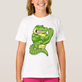 T-shirt Crocodile comme Bodybuilder & grands Muscles (Devant)