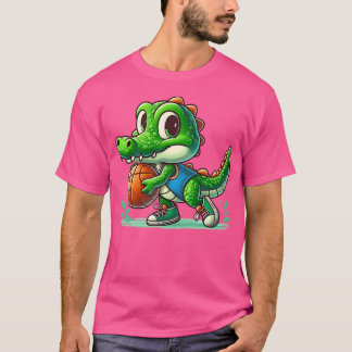 T-shirt Crocodile Cute Avec Basket-Ball