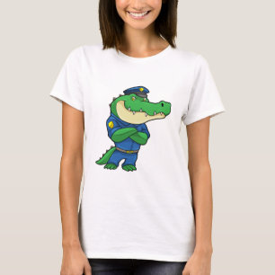 T-shirt Crocodile en tant qu'officier de police en uniform