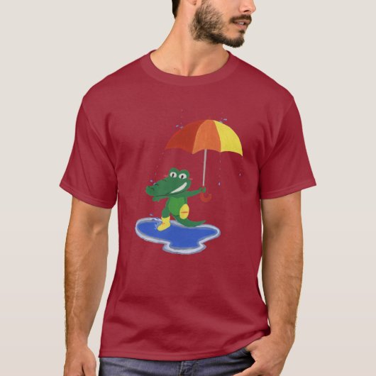 T-shirt Crocodile mignon sous la pluie (Devant)