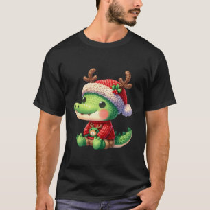 T-shirt Crocodile Reindeer Casquette Père Noël Noël Funny