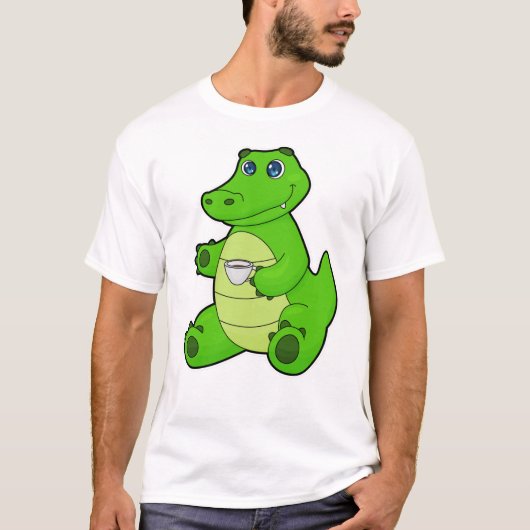 T-shirt Crocodile with Cup of Coffee (Devant)