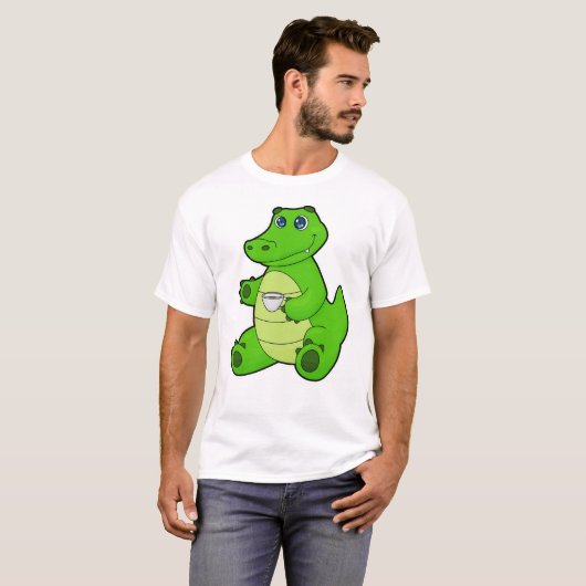 T-shirt Crocodile with Cup of Coffee (Devant entier)